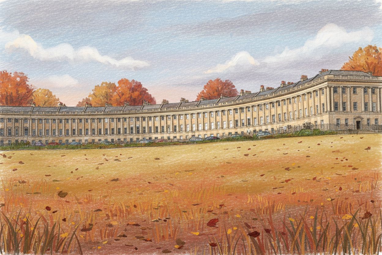 Royal Crescent A4 Drawing Autumn